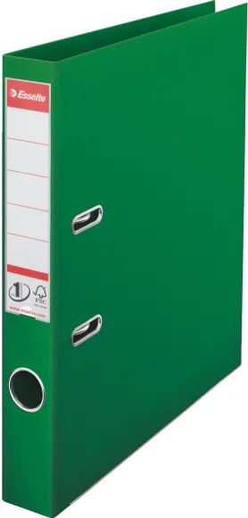 Esselte Biblioraft A4, plastifiat PP/PP, margine metalica, 50 mm, Esselte No. 1 Power - verde