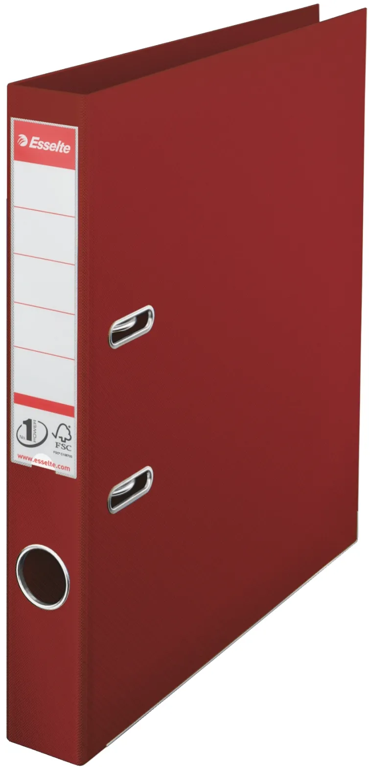 Esselte Biblioraft A4, plastifiat PP/PP, margine metalica, 50 mm, Esselte No. 1 Power - visiniu