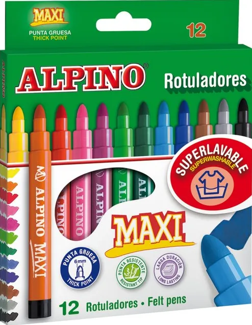 Alpino Carioca lavabila, 12 culori/cutie, Alpino Maxi