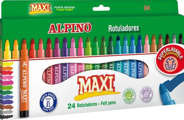 Alpino Carioca lavabila, 24 culori/cutie, Alpino Maxi