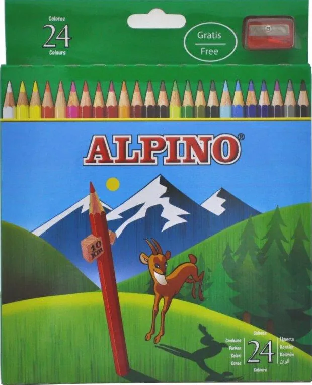 Alpino Creioane colorate, cutie carton, 24 culori/set, Alpino