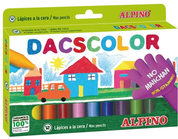 Alpino Creioane cerate semi-soft, cutie carton, 12 culori/cutie, Alpino DacsColor