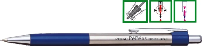 Penac Creion mecanic metalic Penac Pepe, rubber grip, 0,5mm, varf metalic - accesorii bleumarin