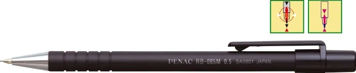 Penac Creion mecanic Penac RB-085M, rubber grip, 0.5mm, con si varf metalic - corp negru