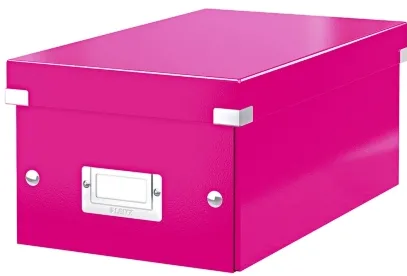 Leitz Cutie pentru 20/40 DVD-uri cu carcasa Jewel/Slim, Leitz Click Store, carton laminat - roz