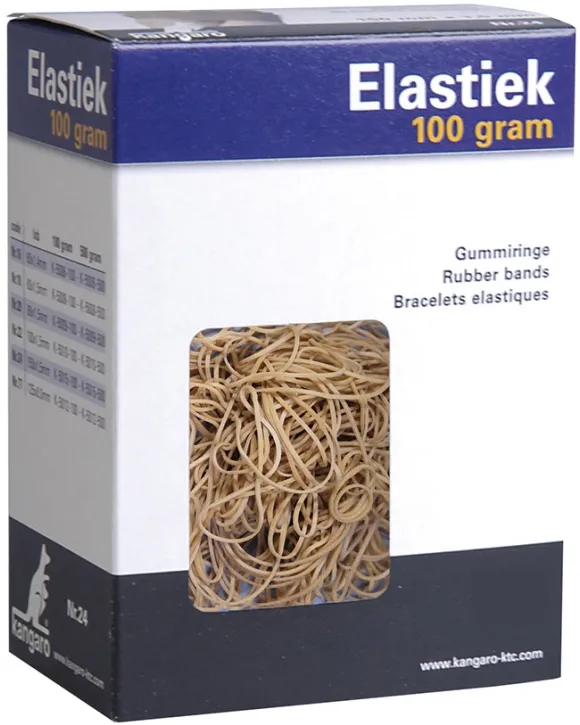 Kangaro Elastice pentru bani, 100g/cutie, D 120 x 8mm, KANGARO