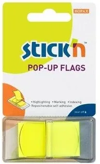 Hopax Film index autoadeziv 45 x 25mm, 50 file/set, cu dispenser, Stick'n Pop-up - galben