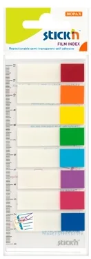 Hopax Stick index plastic transparent color 45 x 12 mm, 8 x 15 file/set, Stick'n - 8 culori transp./neon
