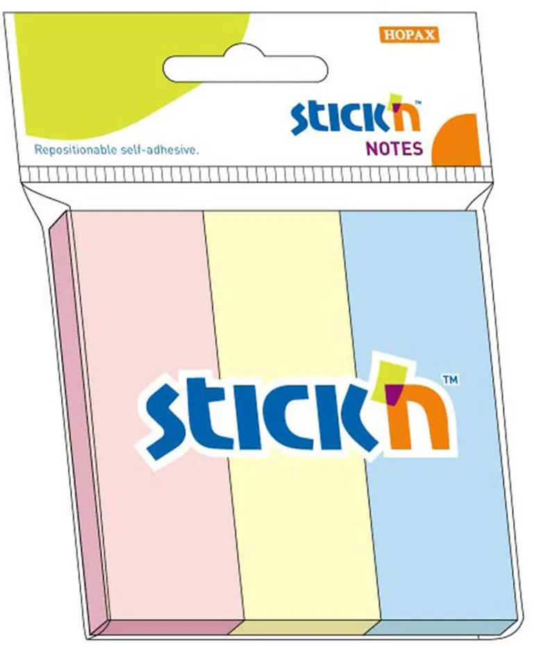 Hopax Stick notes index 76 x 25 mm, 3 x 50 file/set, Stick'n - 3 culori pastel