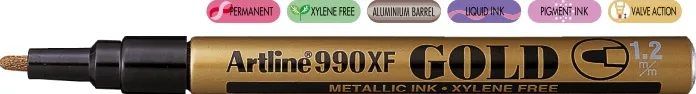 Artline Marker cu vopsea Artline 990XF, corp metalic, varf rotund 1.2mm - auriu