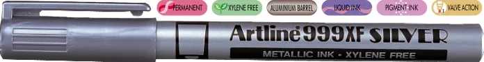 Artline Marker cu vopsea Artline 999XF, corp metalic, varf rotund 0.8mm - argintiu