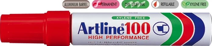 Artline Permanent marker Artline 100, corp metalic, varf tesit 7.5-12.0mm - rosu