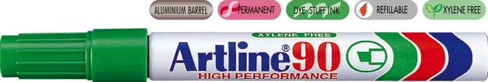 Artline Permanent marker Artline 90, corp metalic, varf tesit 2.0-5.0mm - verde
