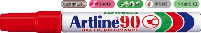 Artline Permanent marker Artline 90, corp metalic, varf tesit 2.0-5.0mm - rosu
