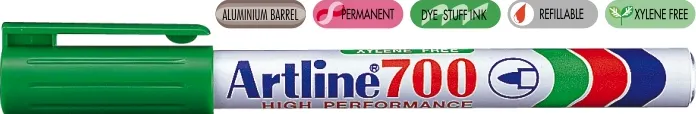 Artline Permanent marker Artline 700, corp metalic, varf rotund 0.7mm - verde