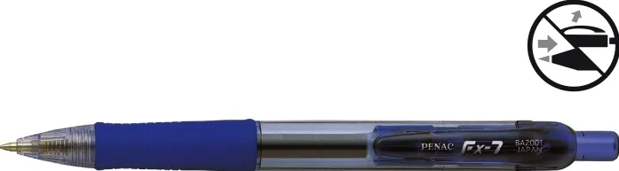 Penac Pix cu gel PENAC FX-7, rubber grip, 0.7mm, corp transparent albastru - scriere albastra