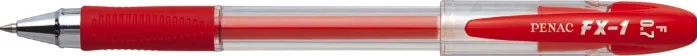 Penac Pix cu gel PENAC FX-1, rubber grip, 0.7mm, con metalic, corp transparent - scriere rosie