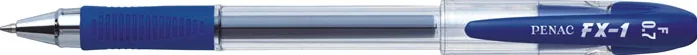 Penac Pix cu gel PENAC FX-1, rubber grip, 0.7mm, con metalic, corp transparent - scriere albastra