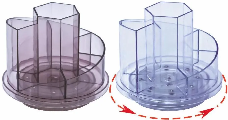 Kejea Suport plastic pentru accesorii de birou, rotativ, 7 compartimente, KEJEA - transparent