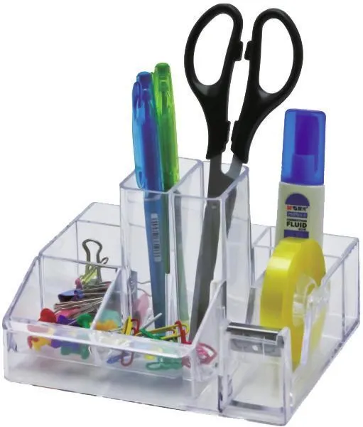 Kejea Suport plastic pentru accesorii de birou, 8 compartimente, 148 x 87mm, KEJEA - transparent