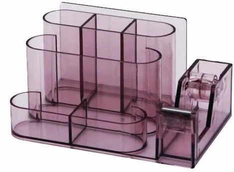 Kejea Suport plastic pentru accesorii de birou, 7 compartimente, 168 x 78mm, KEJEA - fumuriu