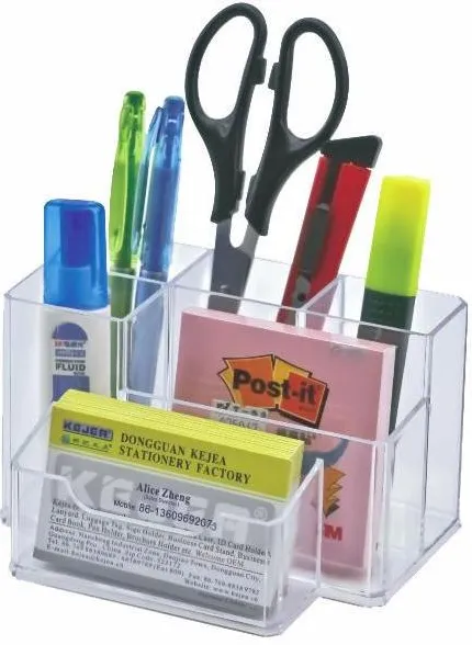 Kejea Suport plastic pentru accesorii de birou, 6 compartimente, 105 x 85mm, KEJEA - transparent