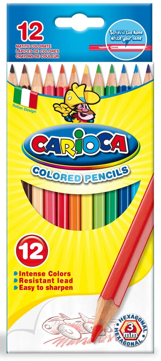 Carioca Creioane colorate, hexagonale, 12 culori/cutie, CARIOCA