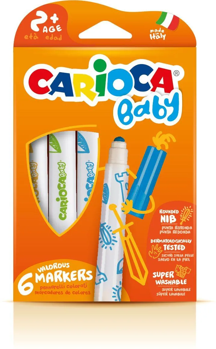 Carioca super lavabila, 6 culori/cutie, CARIOCA Baby +2