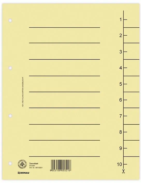 DONAU Separatoare carton manila 250g/mp, 300 x 240mm, 100/set, DONAU - maro deschis