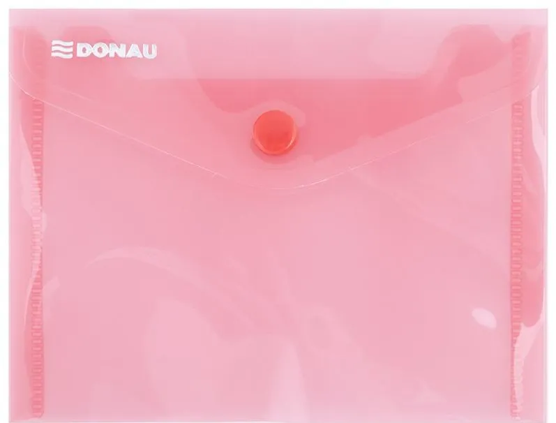 DONAU Mapa PP protectie documente A6 landscape, inchidere cu capsa, 10/set, DONAU - rosu transparent
