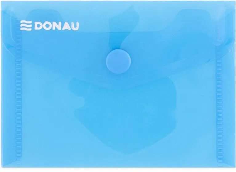 DONAU Mapa PP protectie documente A7 landscape, inchidere cu capsa, 10/set, DONAU - albastru transparent