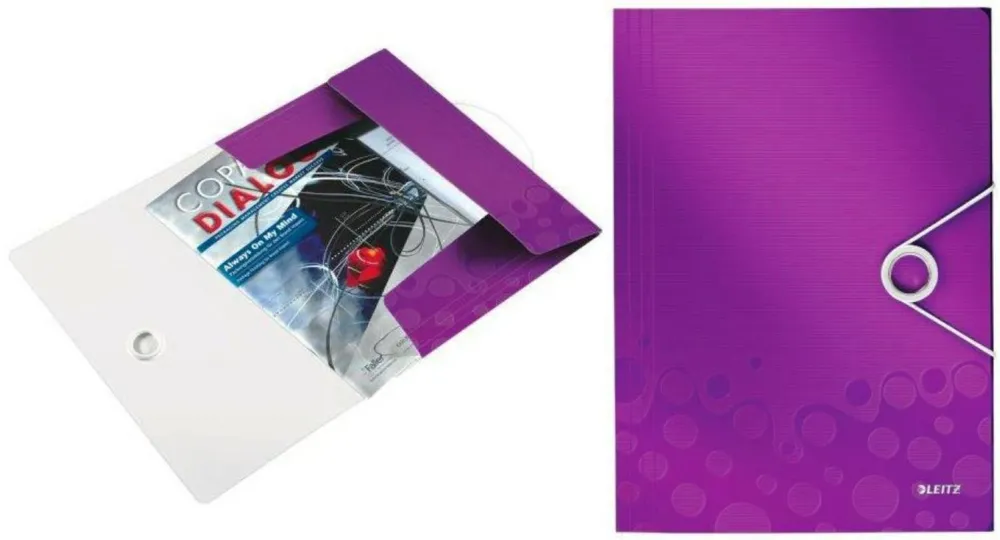 Leitz Mapa cu elastic LEITZ Wow, plastic PP - mov metalizat