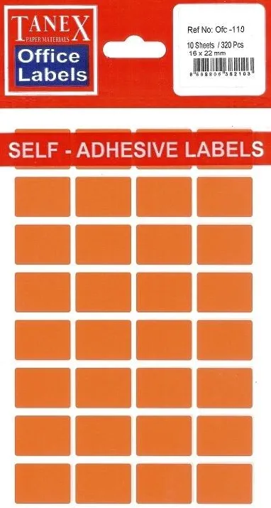 Tanex Etichete autoadezive albe, 16 x 22 mm, 320 buc/set, Tanex