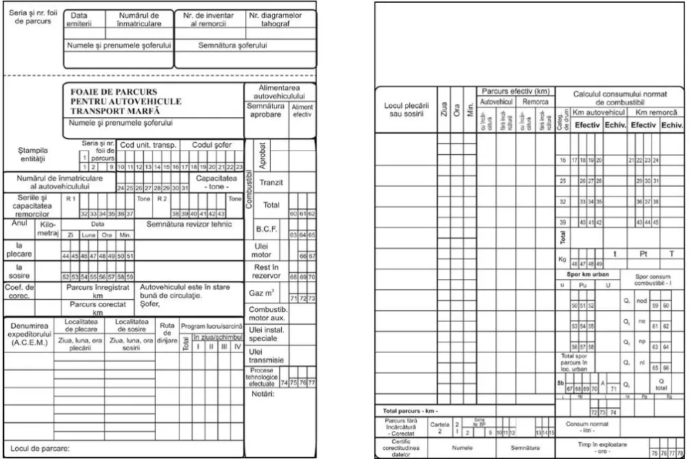 Formulare tipizate Foaie parcurs marfa, format A4, 100 coli/carnet