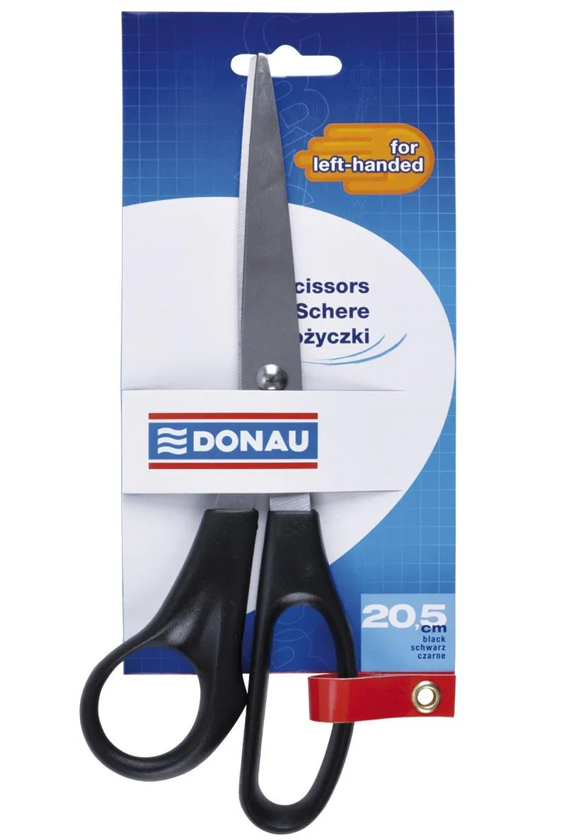 DONAU Foarfeca otel, ergonomica, 20.5cm, pentru stangaci, DONAU Classic - maner negru