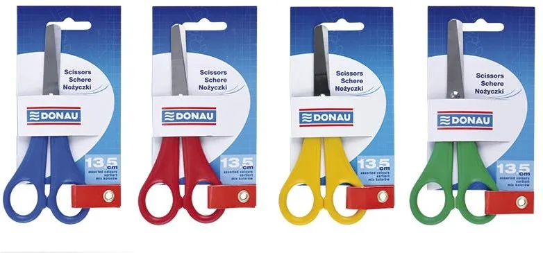 DONAU Foarfeca otel, 13cm, varf rotund, DONAU Kids - culori asortate