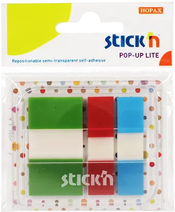 Hopax Film index autoadeziv 45 x 12mm + 45 x 25, 3 x 20 file, cu dispenser, Stick"n Pop-up Lite - 3 culori