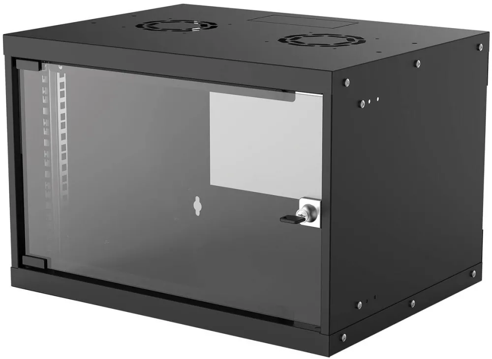 Rack Intellinet Network Cabinet, Wall Mount (Basic), 6U, 400mm Deep, Black, Flatpack, Max 50kg, Glass Door, 19", Parts for wall installation not included