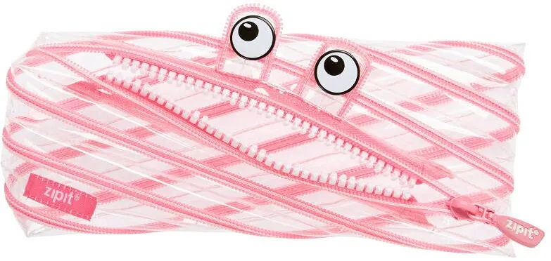 ZipIT Penar cu fermoar, Clear Monster - roz