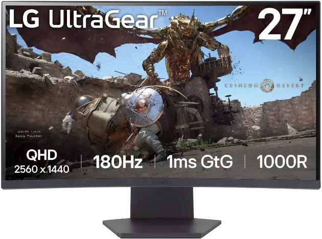 Monitor LG Gaming UltraGear 27GS60QC-B Curbat 27 inch QHD VA 1 ms 180 Hz HDR FreeSync