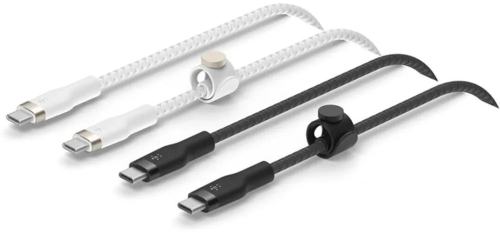 Accesoriu Retea BELKIN Set 2 cabluri USB-C Belkin BoostCharge Pro Flex, 60W, alb-negru, 1m