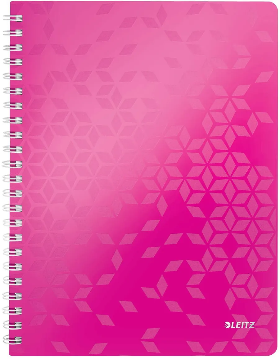 Leitz Caiet de birou LEITZ WOW, PP, FSC, reciclabil, A4, 80 coli, cu spira, matematica, roz