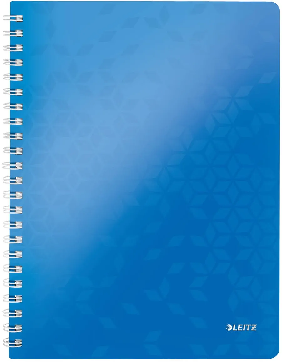 Leitz Caiet de birou LEITZ WOW, PP, FSC, reciclabil, A4, 80 coli, cu spira, matematica, albastru