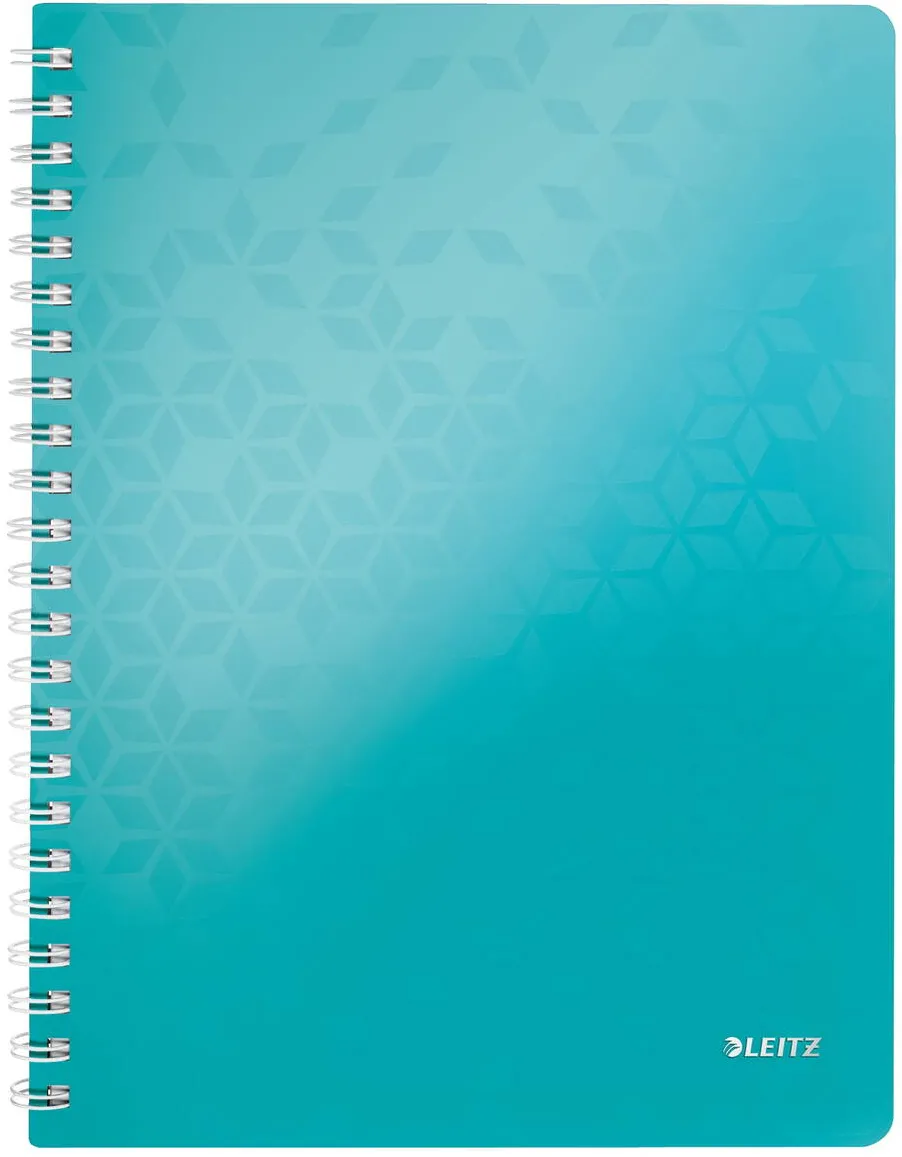 Leitz Caiet de birou LEITZ WOW, PP, FSC, reciclabil, A4, 80 coli, cu spira, matematica, turcoaz
