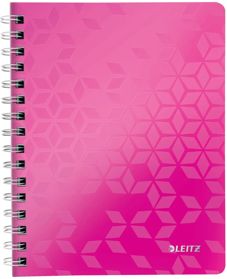 Leitz Caiet de birou LEITZ WOW, PP, FSC, reciclabil, A5, 80 coli, cu spira, matematica, roz