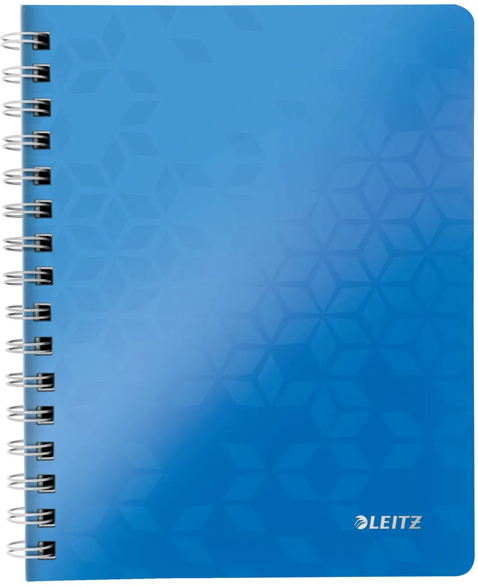 Leitz Caiet de birou LEITZ WOW, PP, FSC, reciclabil, A5, 80 coli, cu spira, matematica, albastru