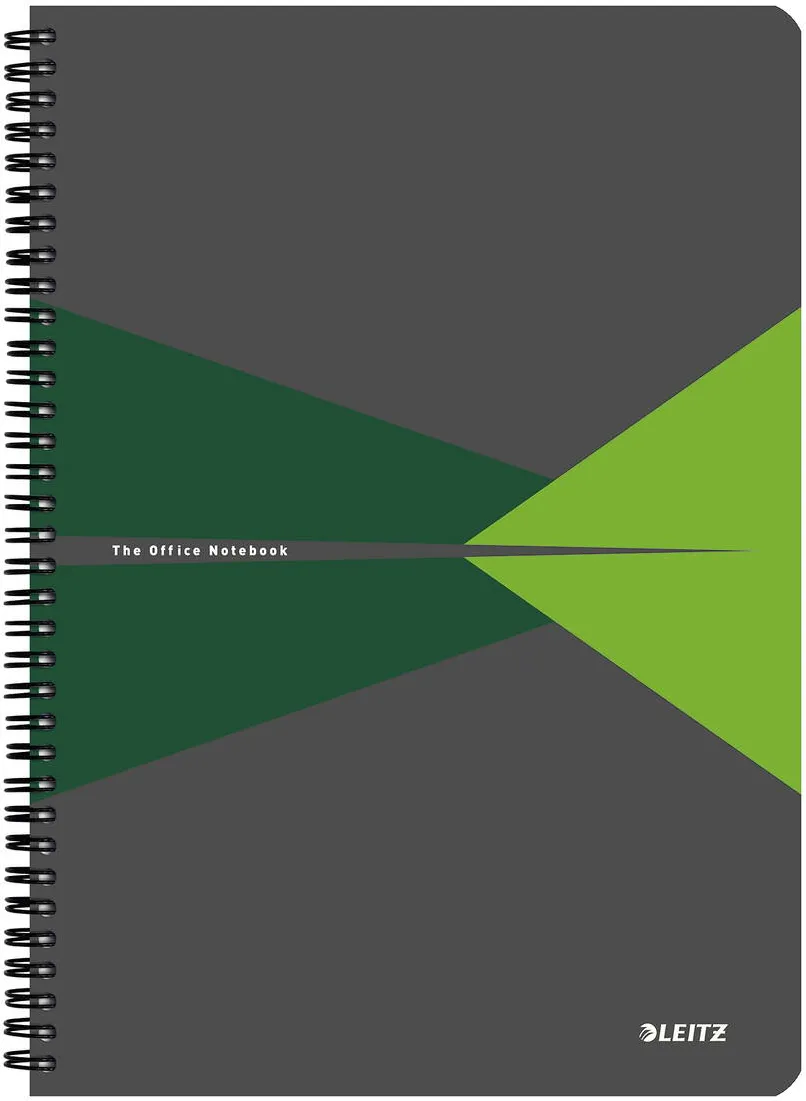 Leitz Caiet de birou LEITZ Office, PP, FSC, reciclabil, A4, 90 coli, cu spira, dictando, verde