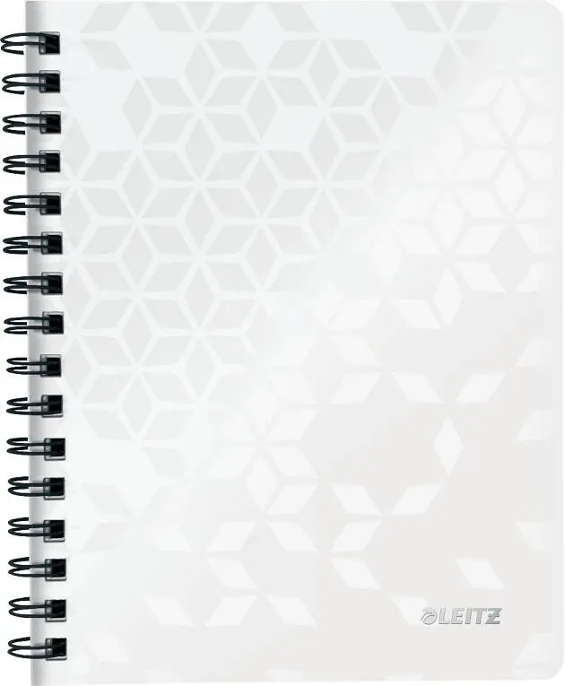 Leitz Caiet de birou LEITZ WOW, PP, FSC, reciclabil, A5, 80 coli, cu spira, matematica, alb