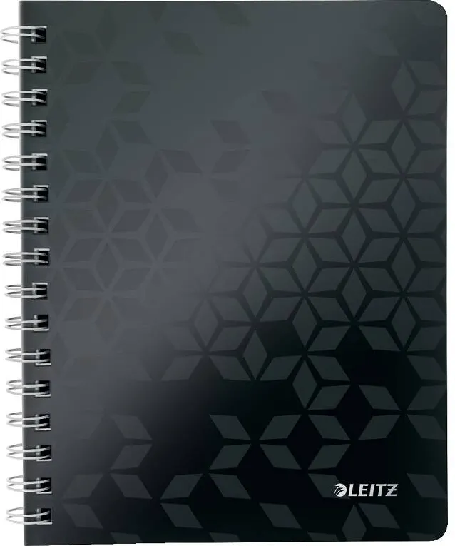 Leitz Caiet de birou LEITZ WOW, PP, FSC, reciclabil, A5, 80 coli, cu spira, matematica, negru