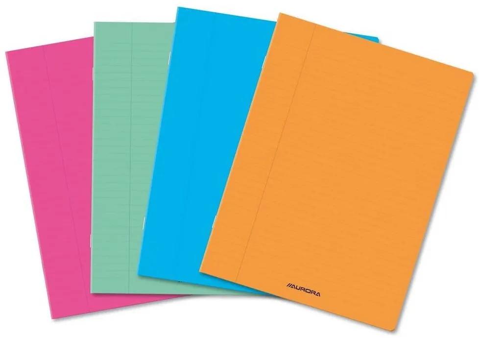 Aurora Caiet A4, 60 file - 80gsm, liniat stanga, coperta PP transparent color, AURORA - velin